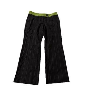 Paul Smith Trouser Pants Women 40 Black Pinstriped Polka Dot Waistband Wool US 4